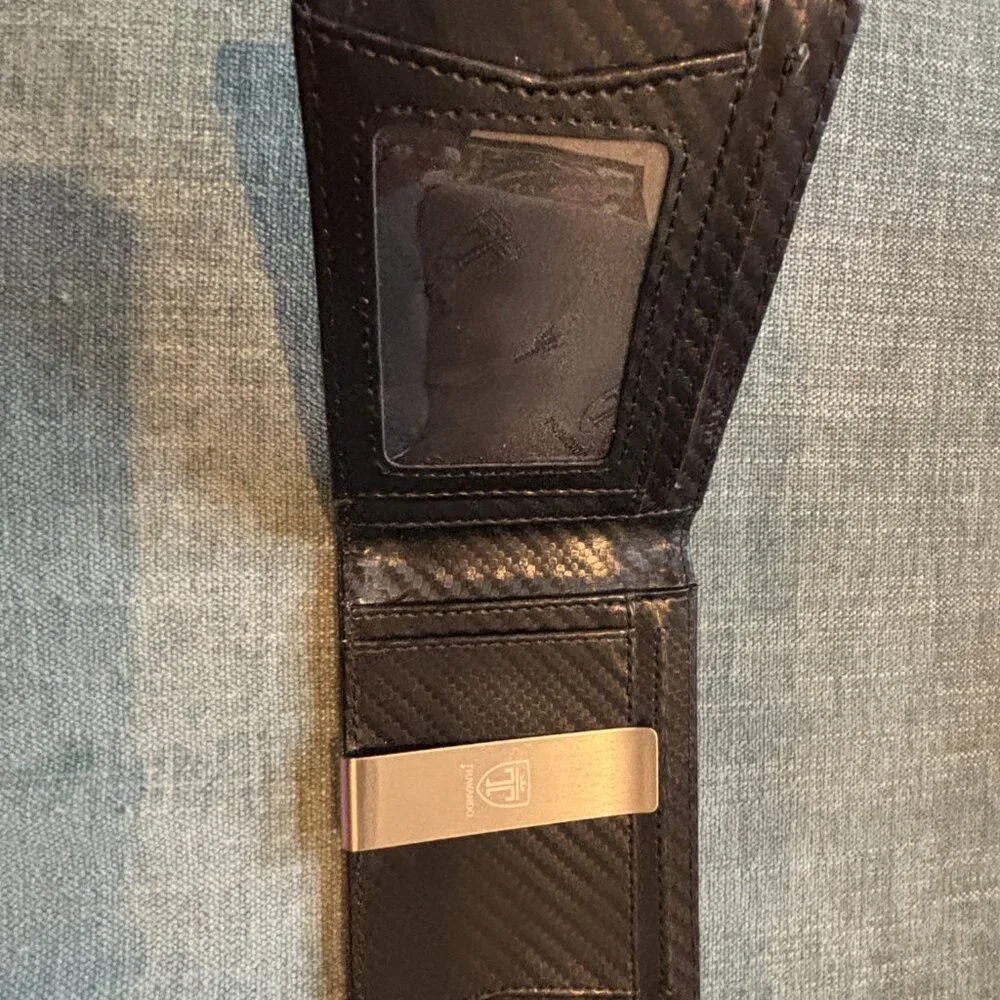 Travando Mens Slim Black Wallet with Money Clip Bifold